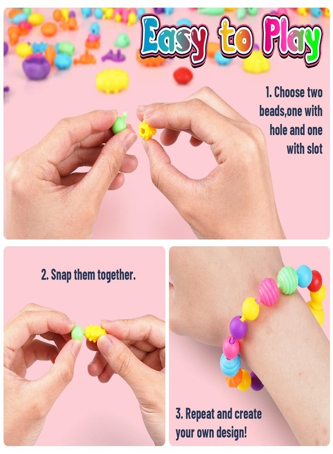 FUNZBO 520+ Snap Pop Beads - Jewelry Making Kit for Kids, Arts and Crafts for Kids Ages 4-8, Toys for 3 4 5 6 Years Old Girls Christmas Birthday Gifts Ideas, Bracelet Necklace Ring Snap Set for Girls - Image 3